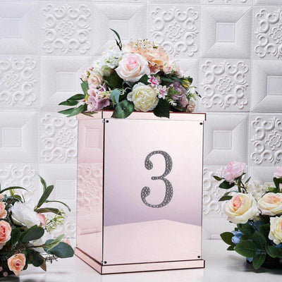 Decorative Rhinestone Number "3" Stickers, Glitter Adhesive Craft Numbers Silver DIY Sparkle Embellishments 6"