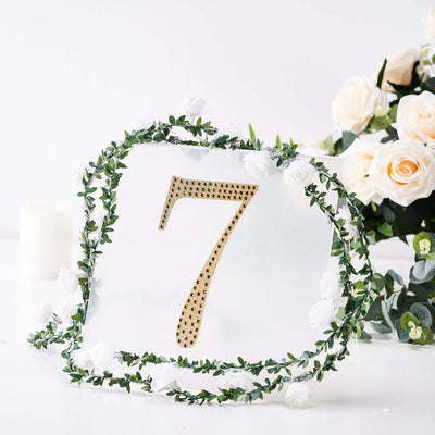 Decorative Rhinestone Number "7" Stickers, Glitter Adhesive Craft Numbers Gold DIY Sparkle Embellishments 8"