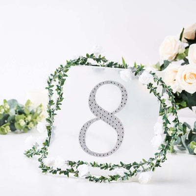Decorative Rhinestone Number "8 Stickers, Glitter Adhesive Craft Numbers Silver DIY Sparkle Embellishments 8"