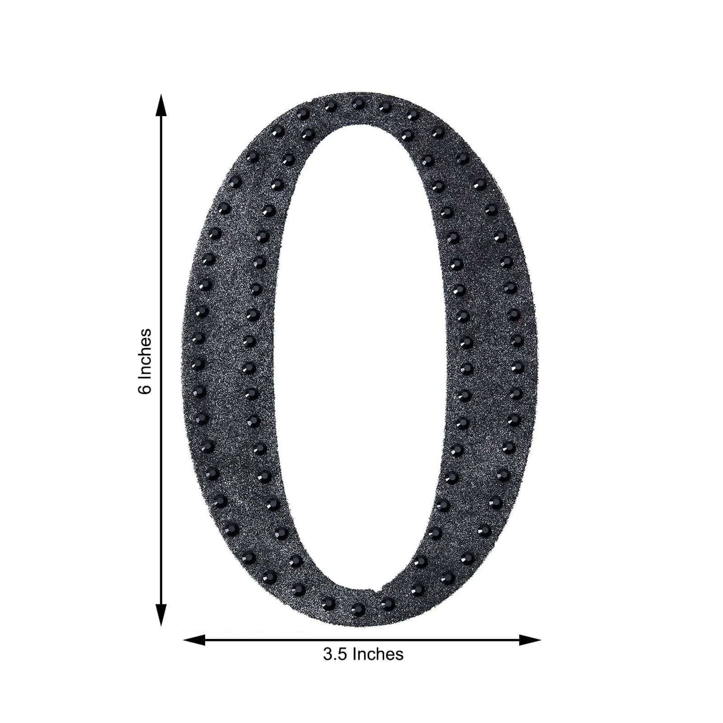 Decorative Rhinestone Alphabet "O" Letter Stickers, Glitter Adhesive Craft Letters Black DIY Sparkle Embellishments 6"