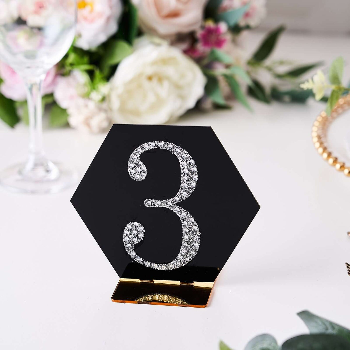 Decorative Rhinestone Number "3" Stickers, Glitter Adhesive Craft Numbers Silver DIY Sparkle Embellishments 4"