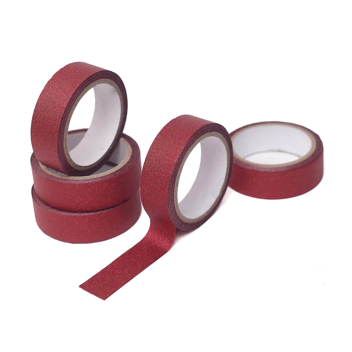 5 Pack 0.5"x5 Yards Burgundy Washi DIY Craft Glitter Tape