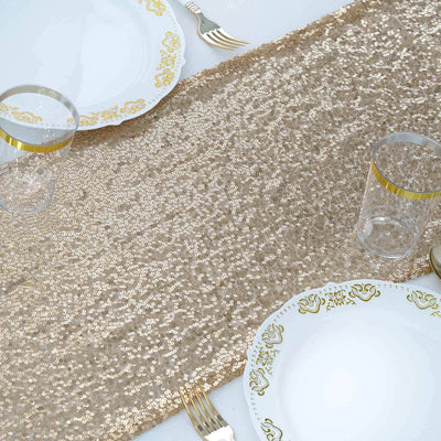 Sequin 12"x108" Table Runner Champagne - Glittering Design