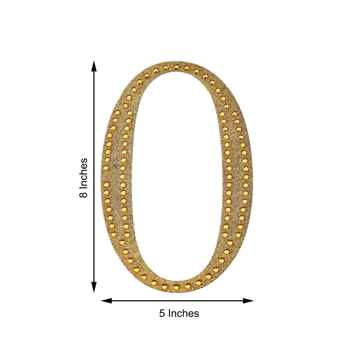 Decorative Rhinestone Number "0" Stickers, Glitter Adhesive Craft Numbers Gold DIY Sparkle Embellishments 8"