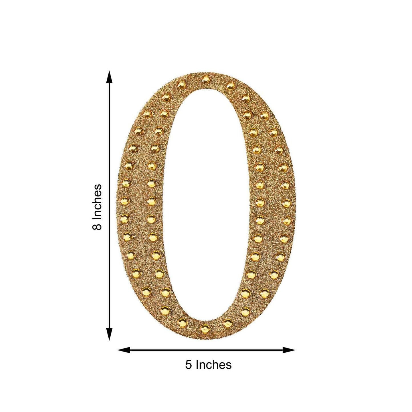 Decorative Rhinestone Alphabet "O" Letter Stickers, Glitter Adhesive Craft Letters Gold DIY Sparkle Embellishments 8"