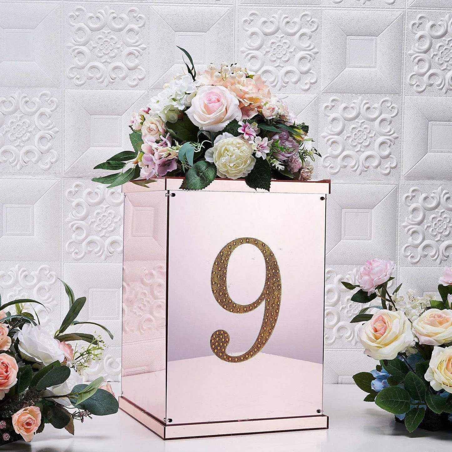 Decorative Rhinestone Number "9" Stickers, Glitter Adhesive Craft Numbers Gold DIY Sparkle Embellishments 8"