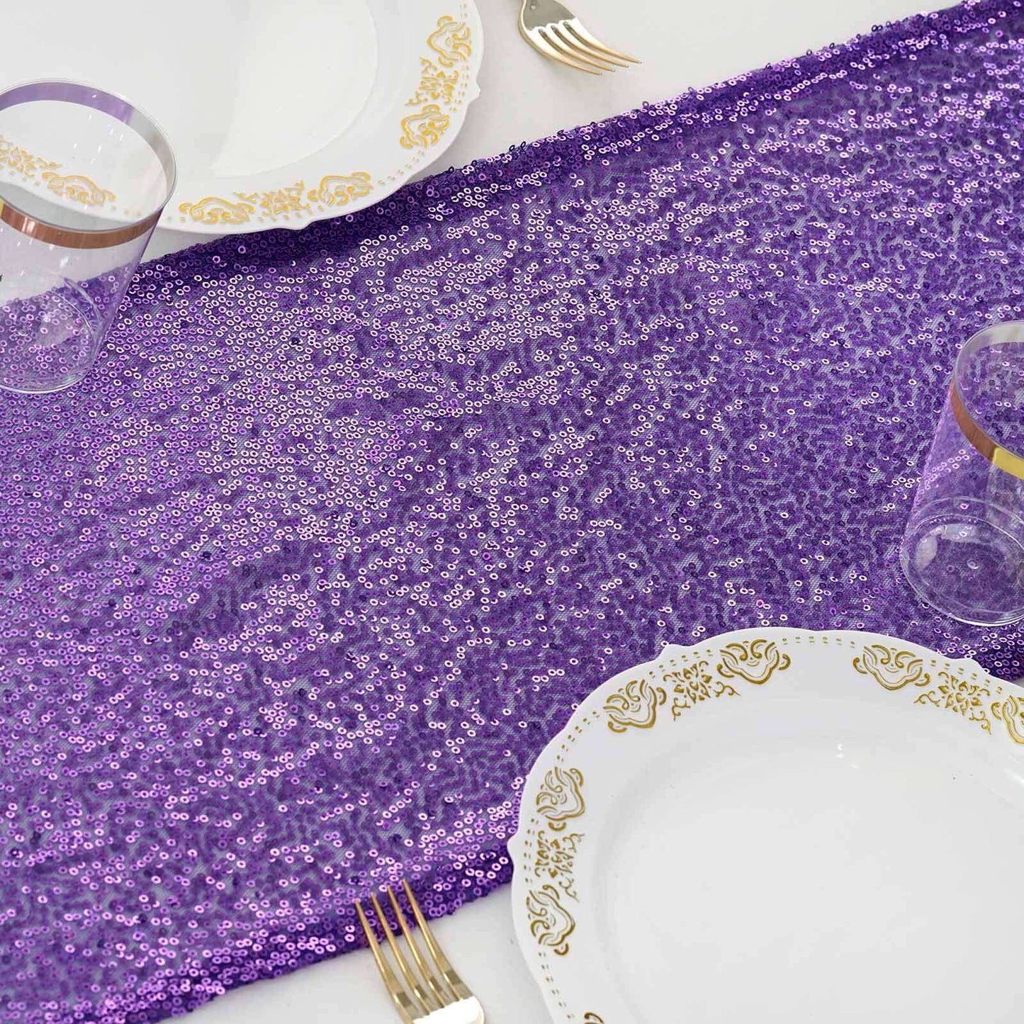 Sequin 12"x108" Table Runner Purple - Glittering Design