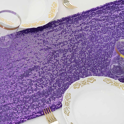 Sequin 12"x108" Table Runner Purple - Glittering Design
