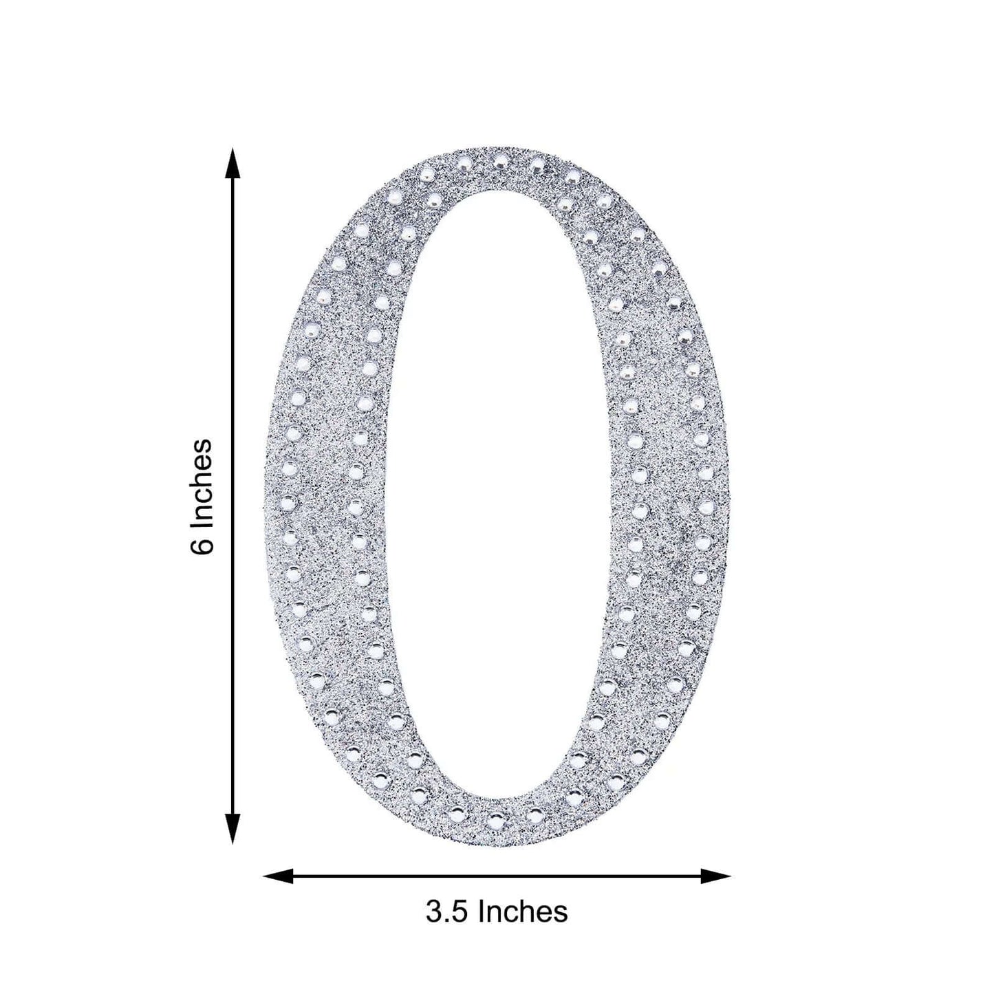 Decorative Rhinestone Alphabet "O" Letter Stickers, Glitter Adhesive Craft Letters Silver DIY Sparkle Embellishments 6"