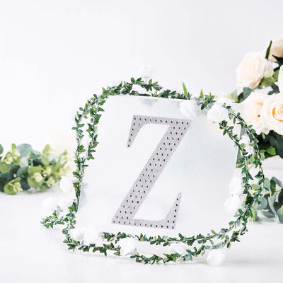 Decorative Rhinestone Alphabet "Z" Letter Stickers, Glitter Adhesive Craft Letters Silver DIY Sparkle Embellishments 8"