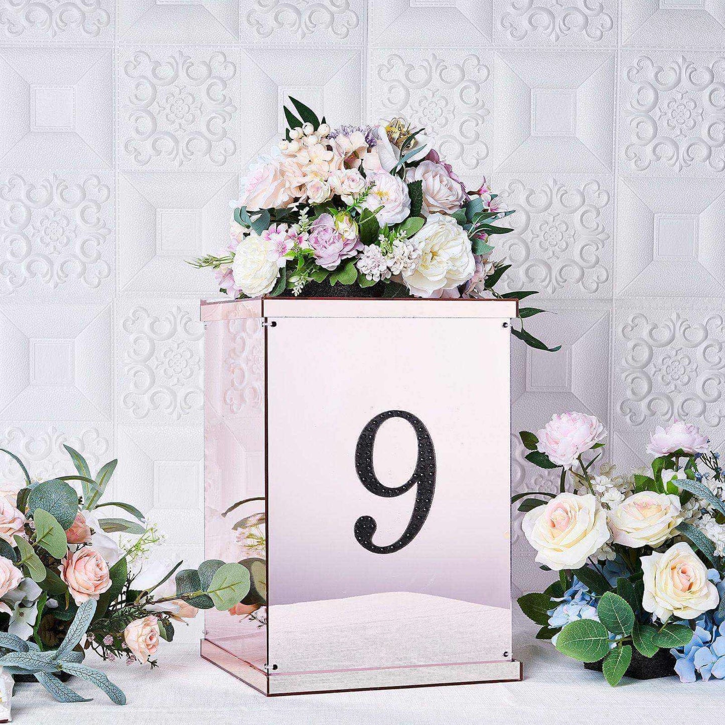 Decorative Rhinestone Number "9" Stickers, Glitter Adhesive Craft Numbers Black DIY Sparkle Embellishments 6"
