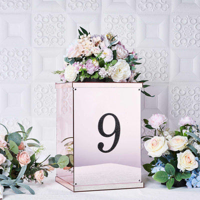 Decorative Rhinestone Number "9" Stickers, Glitter Adhesive Craft Numbers Black DIY Sparkle Embellishments 6"