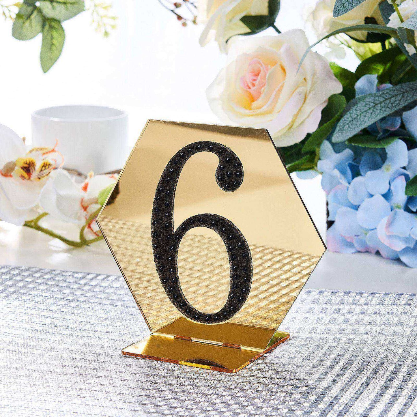Decorative Rhinestone Number "6" Stickers, Glitter Adhesive Craft Numbers Black DIY Sparkle Embellishments 4"