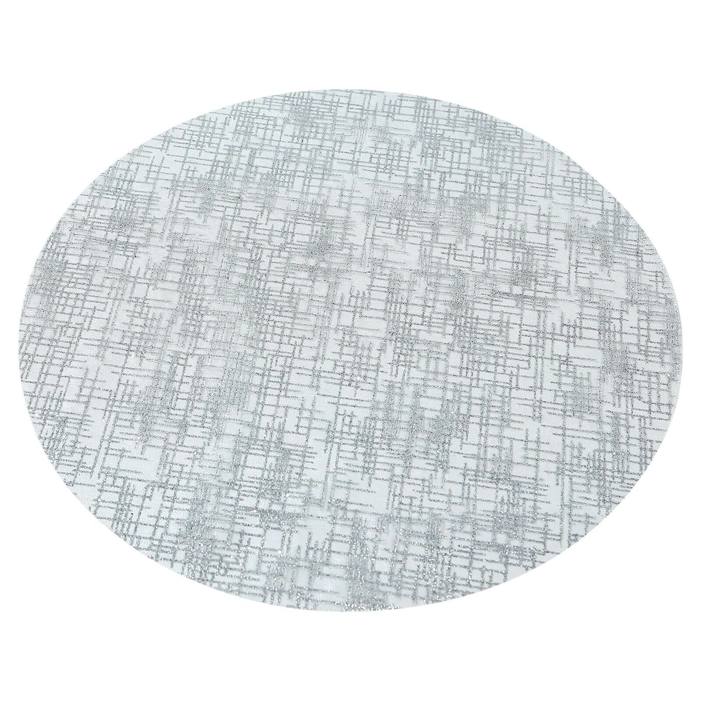 10-Pack Table Placemats Glitter Design Metallic Silver Round - Mesh Polyester Disposable Mats 13"