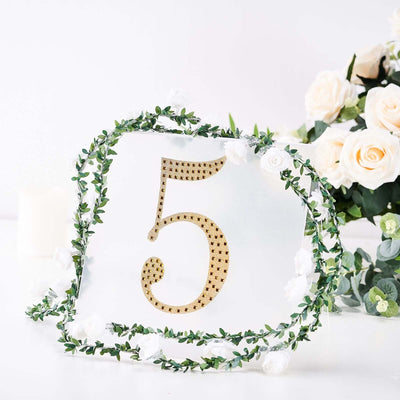 Decorative Rhinestone Number "5" Stickers, Glitter Adhesive Craft Numbers Gold DIY Sparkle Embellishments 8"
