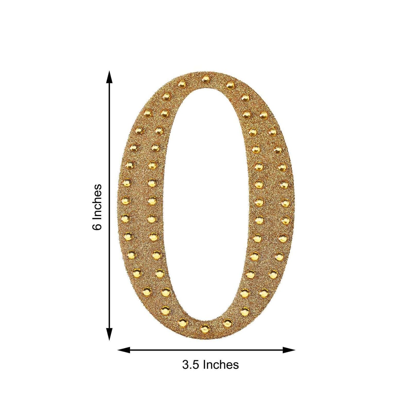 Decorative Rhinestone Alphabet "O" Letter Stickers, Glitter Adhesive Craft Letters Gold DIY Sparkle Embellishments 6"