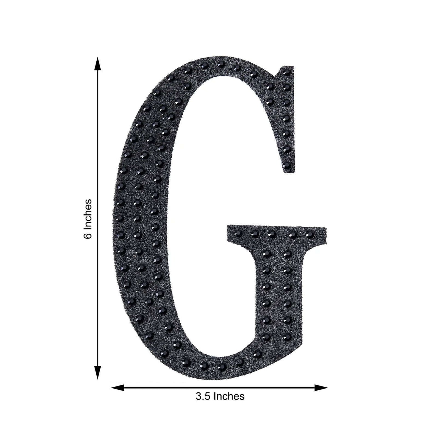 Decorative Rhinestone Alphabet "G" Letter Stickers, Glitter Adhesive Craft Letters Black DIY Sparkle Embellishments 6"