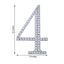 Decorative Rhinestone Number "4" Stickers, Glitter Adhesive Craft Numbers Silver DIY Sparkle Embellishments 8"
