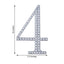 Decorative Rhinestone Number "4" Stickers, Glitter Adhesive Craft Numbers Silver DIY Sparkle Embellishments 6"