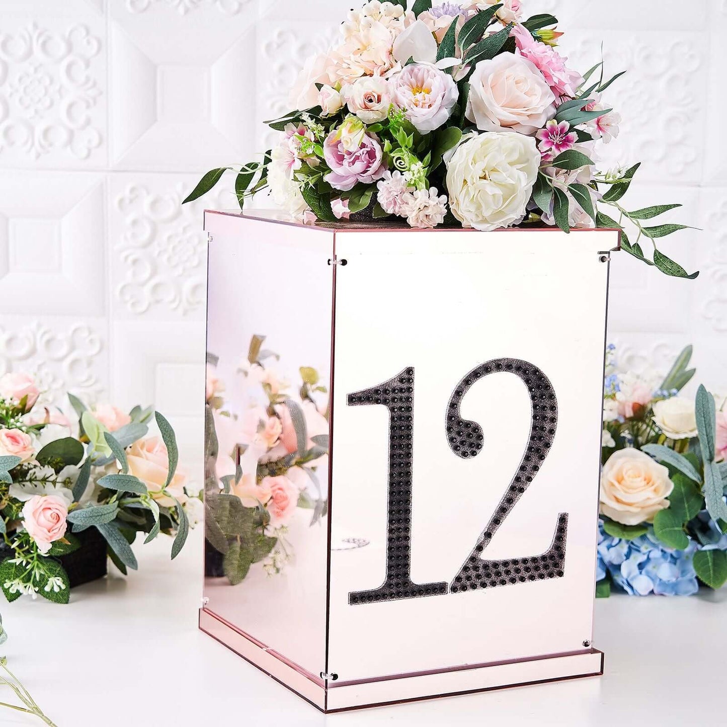 Decorative Rhinestone Number "6" Stickers, Glitter Adhesive Craft Numbers Black DIY Sparkle Embellishments 8"