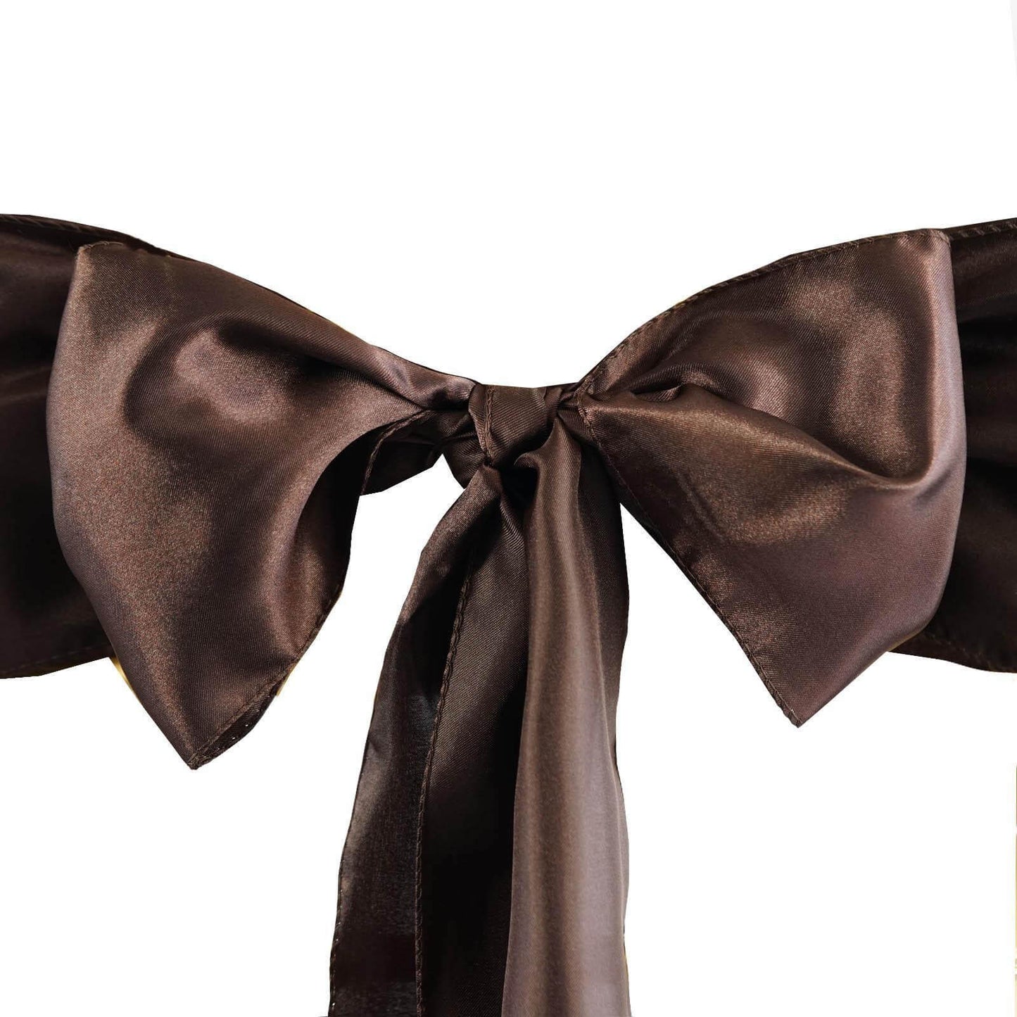 5 Pack Satin Chair Sashes Chocolate - Durable Chair Bows with Shiny Finish 6"x106"