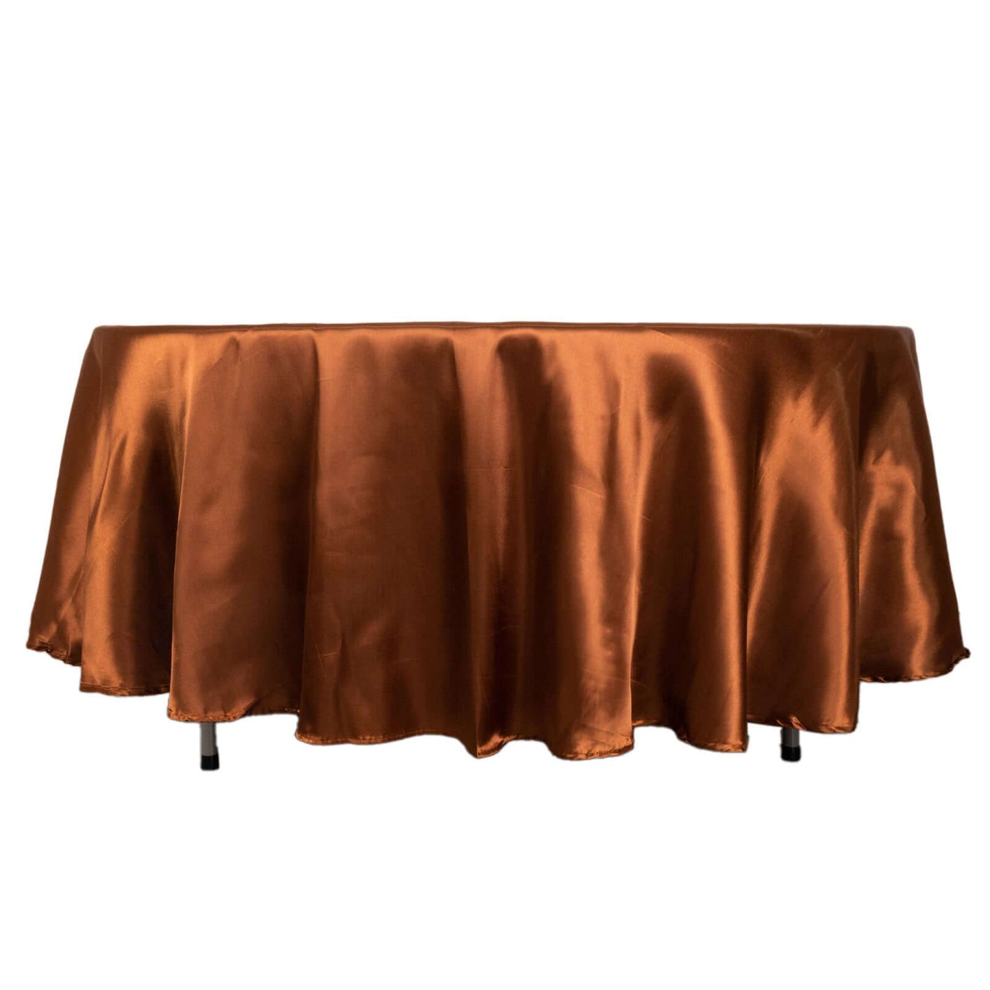 Satin 108" Round Tablecloth Cinnamon Brown - Smooth and Lustrous Table Cover