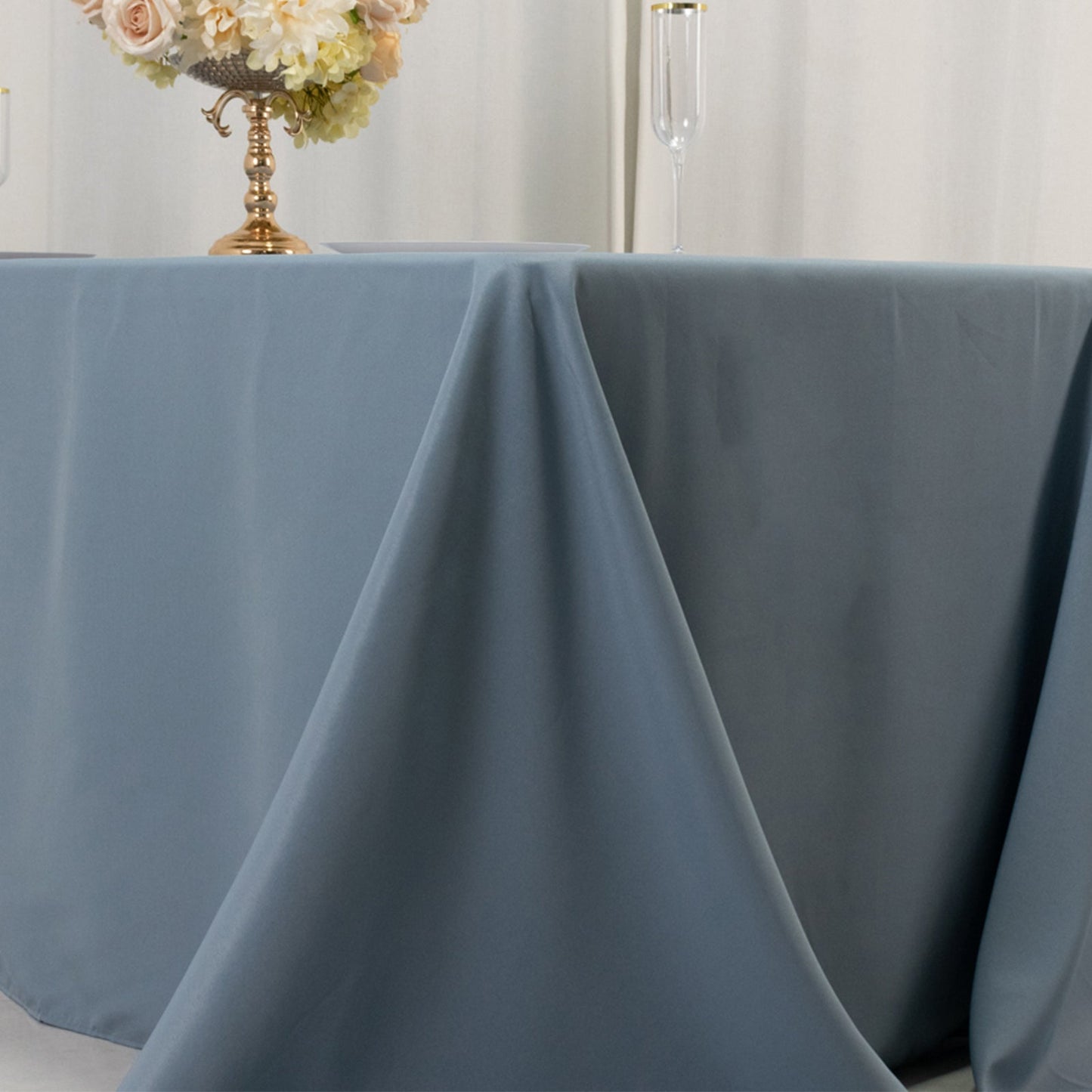 Premium Polyester 90"x132" Rectangle Tablecloth Dusty Blue - Seamless 220GSM Stain-Resistant Table Cover