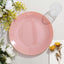 10-Pack Plastic 10" Round Dinner Plates in Dusty Rose with Gold Rim - Glossy Disposable Party Plates