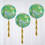 3 Pack 13" Green Gold Marble Orbz Foil Balloons, 4D Sphere Mylar Balloons