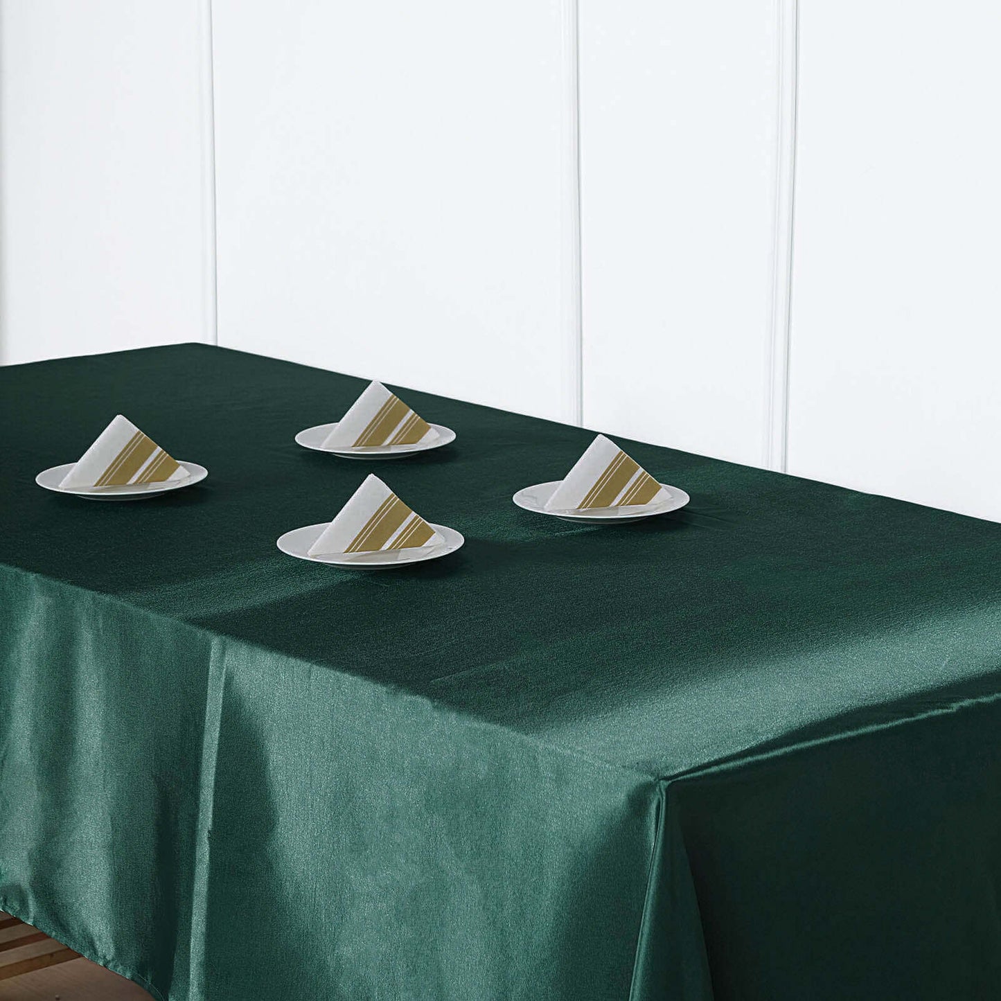 Satin Rectangular 60"x102" Tablecloth Hunter Emerald Green - Smooth and Lustrous Table Cover