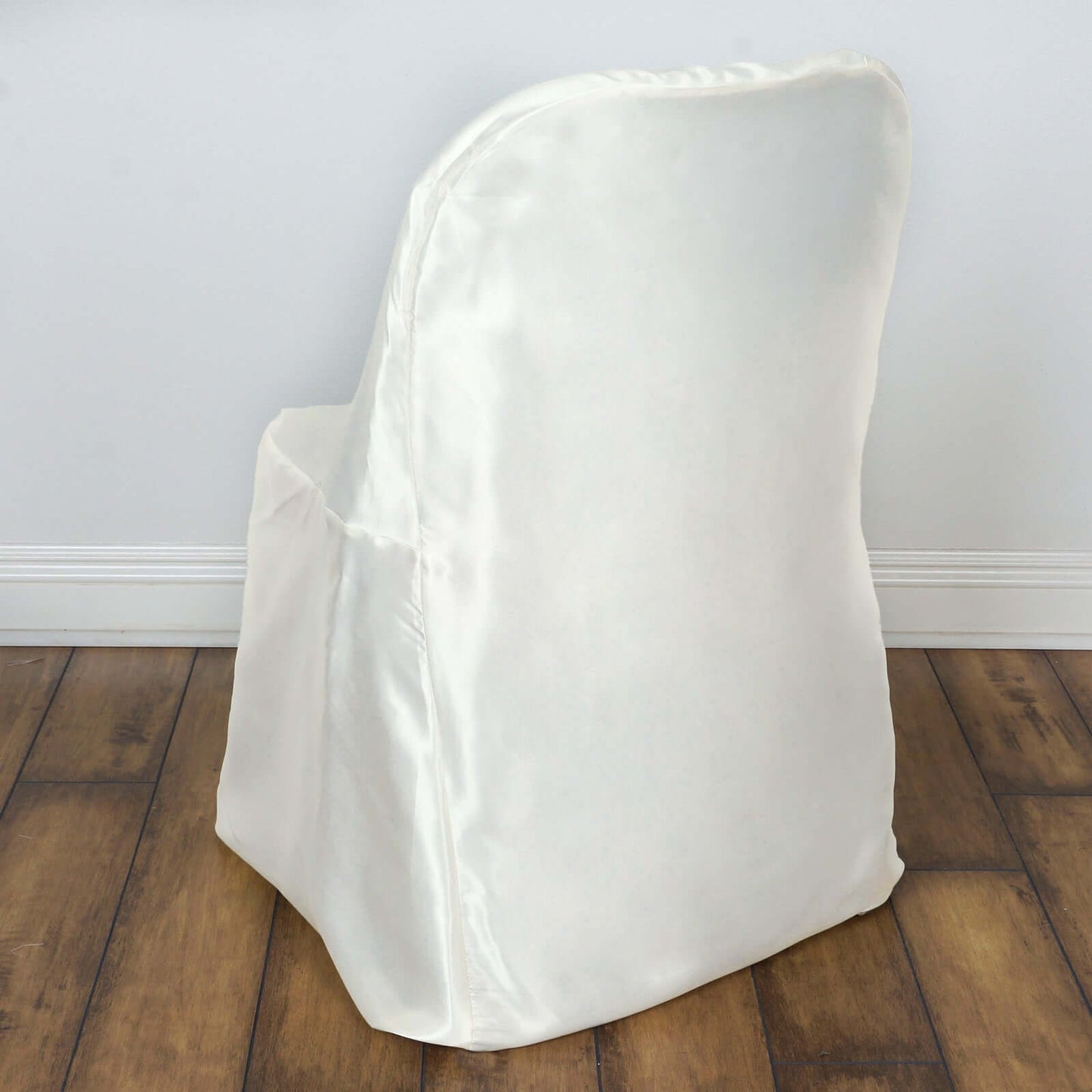 Satin Chair Covers for Folding Chairs Ivory with Glossy Sheen - Reusable Covers