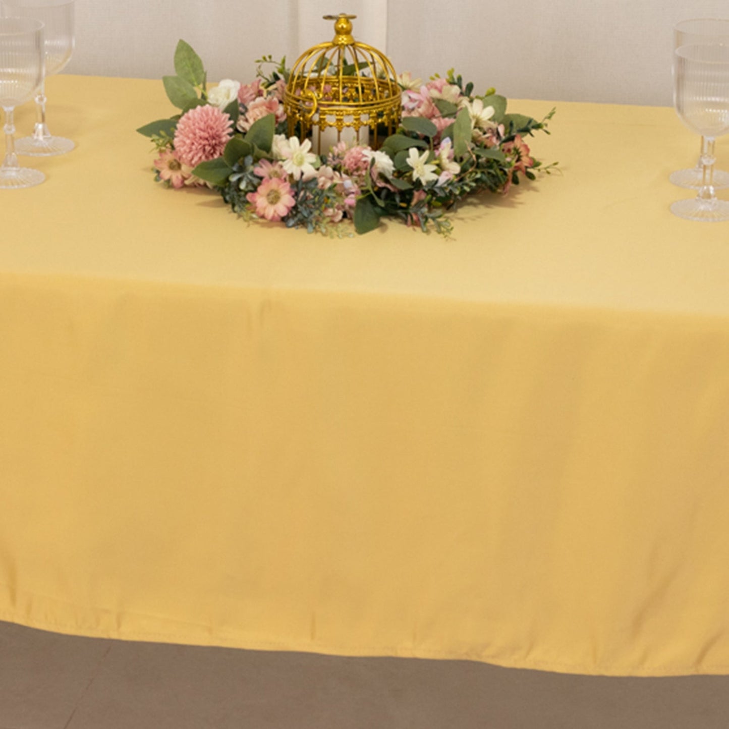 Lamour Satin 60"x102" Rectangle Tablecloth Champagne - Durable & Silky Soft Feel Table Cover