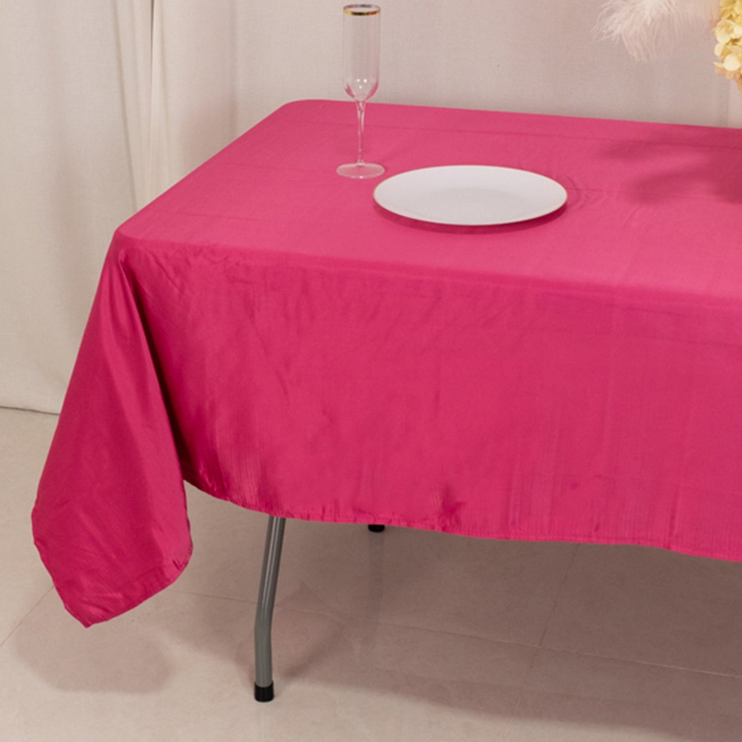 Lamour Satin 60"x102" Rectangle Tablecloth Fuchsia - Durable & Silky Soft Feel Table Cover