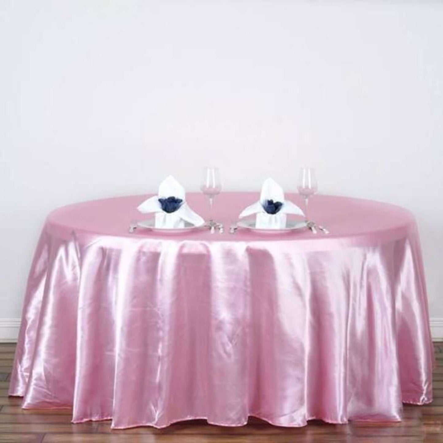 Satin 120" Round Tablecloth Pink - Stylish Seamless Table Cover