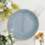 10-Pack Plastic 10" Round Dinner Plates in Dusty Blue with Gold Rim - Glossy Disposable Party Plates