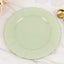 10-Pack Plastic 11" Round Dinner Plates in Sage Green Ruffled Rim with Gold Edging - Sturdy Disposable Dinnerware