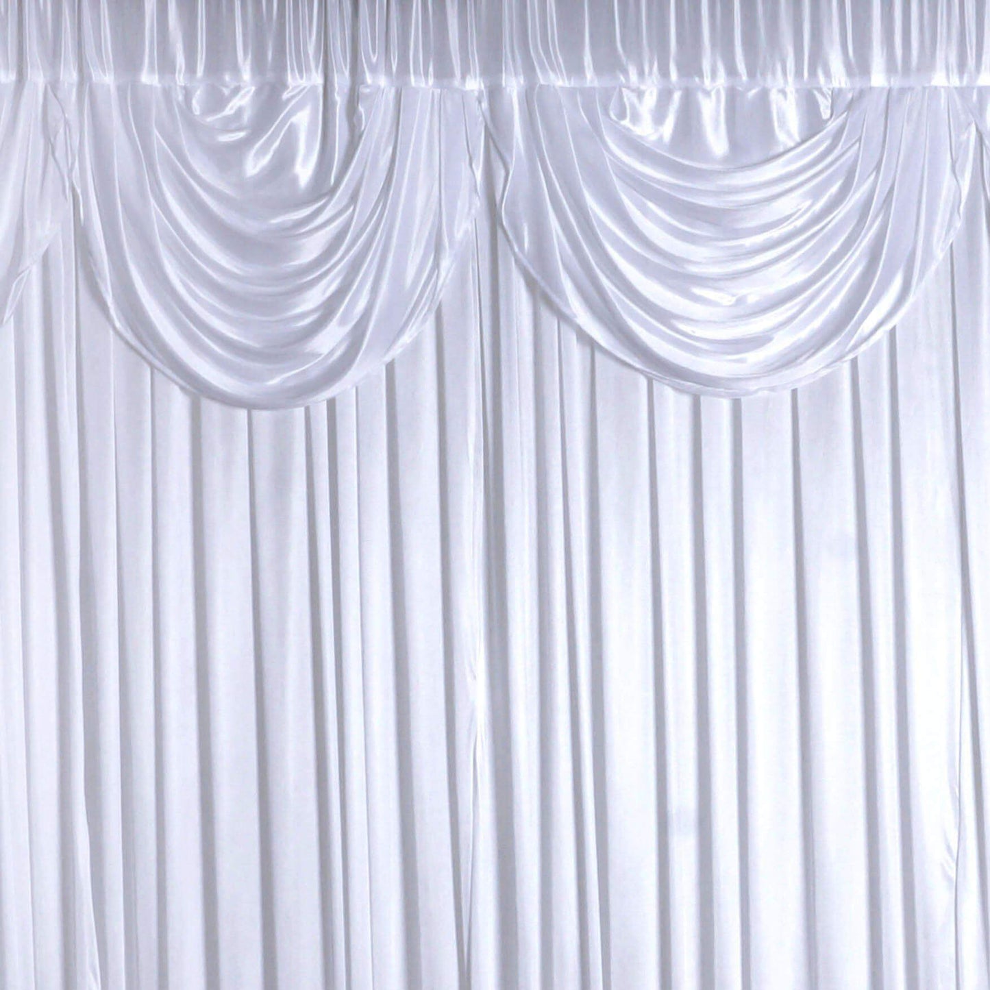 20ftx10ft White Premium Double Drape Satin Event Curtain Drapes, Glossy Photo Backdrop Event Panel