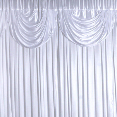 20ftx10ft White Premium Double Drape Satin Event Curtain Drapes, Glossy Photo Backdrop Event Panel