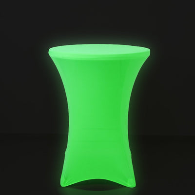 Glow Neon Green Fitted Spandex Cocktail Tablecloth â€“ 30’’ Round Wrinkle-Free Cover - Tablecloths