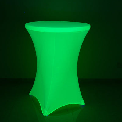 Glow Neon Green Fitted Spandex Cocktail Tablecloth â€“ 30’’ Round Wrinkle-Free Cover - Tablecloths
