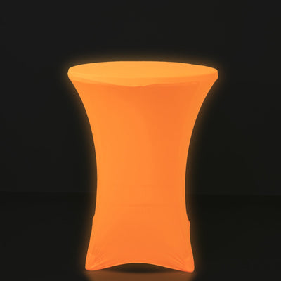 Glow Neon Orange Fitted Spandex Cocktail Tablecloth â€“ 30’’ Round Wrinkle-Free Cover - Tablecloths