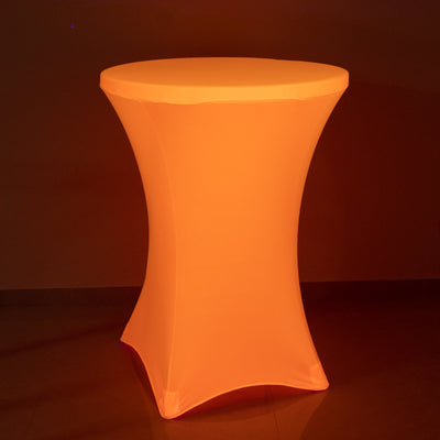 Glow Neon Orange Fitted Spandex Cocktail Tablecloth â€“ 30’’ Round Wrinkle-Free Cover - Tablecloths