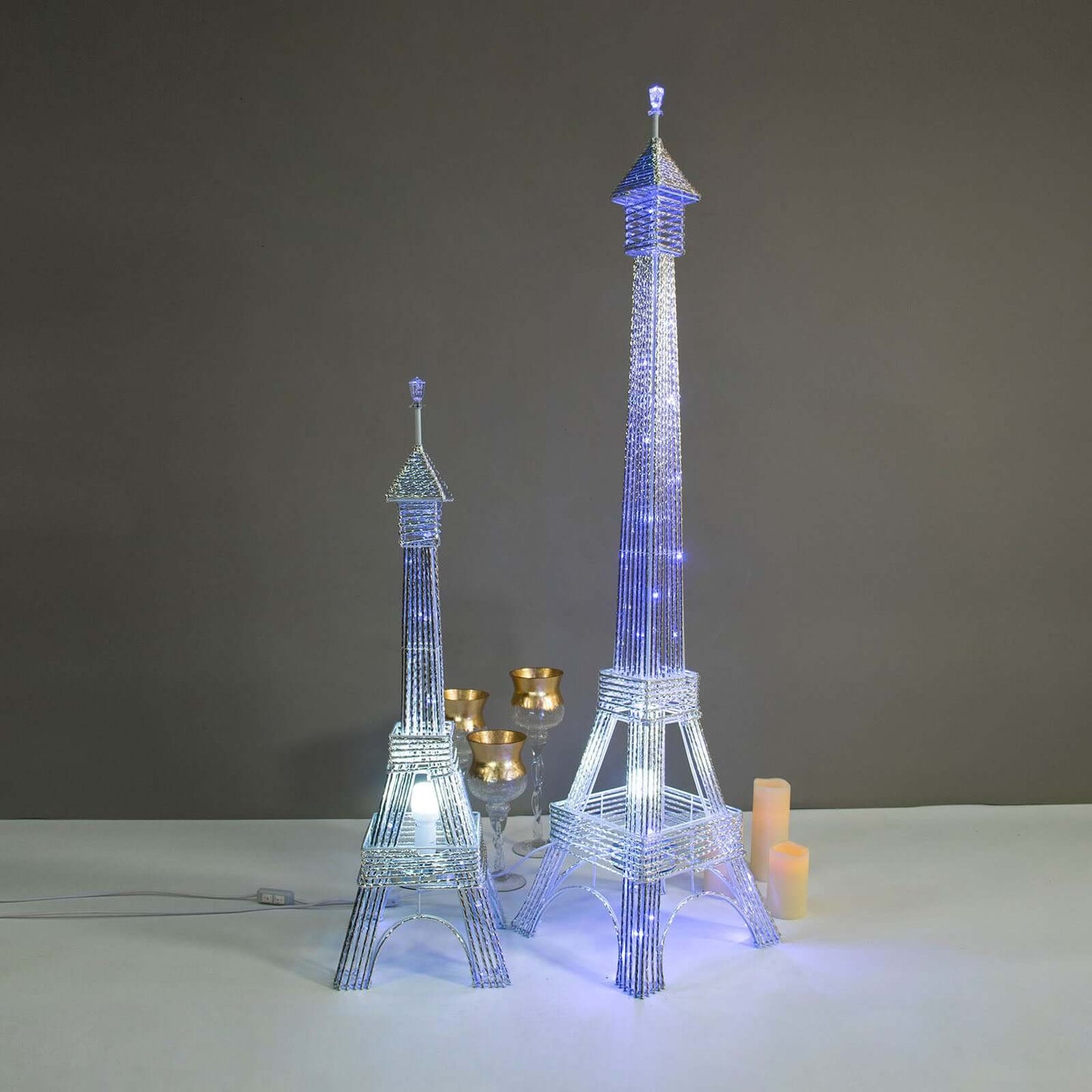 3.5ft Color Changing LED Metal Eiffel Tower Columns LED Lamp, Night Light Wedding Centerpiece
