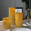 Set of 3 LED Flameless Pillar Candles Remote Operated Metallic Gold - Battery Powered 4", 6", 8"