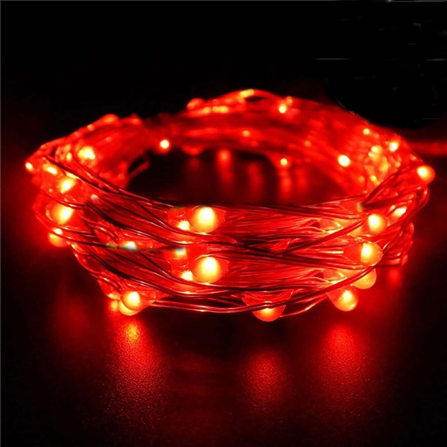 20 LED Micro Fairy String Lights Starry Bright Design Red - Battery Operated Party Accent 90"