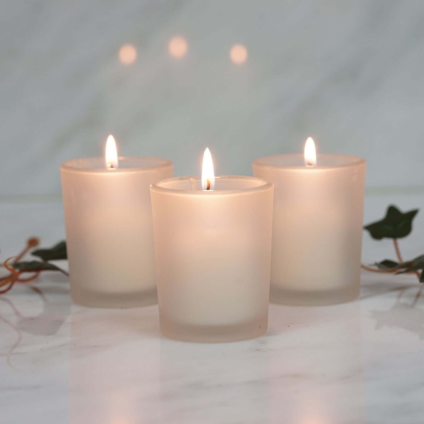 12-Pack Glass Votive Candle Holders Frosted - Tealight Holder Set for Weddings and Events 2.5"