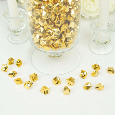 300 Pcs Acrylic Ice Bead Vase Fillers Large Gold - Stylish DIY Craft Crystals for Event Decor & Wedding Tables