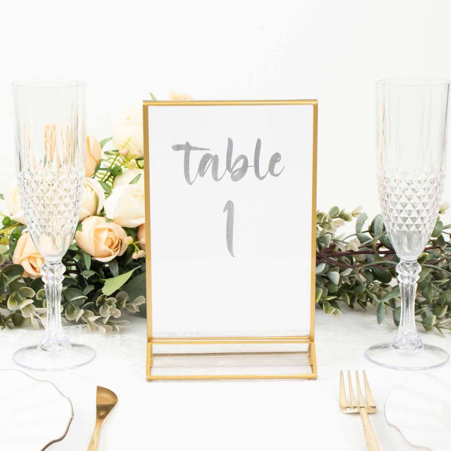 6-Pack Gold Frame Acrylic Table Sign Holders Double-Sided Display for Numbers and Menus - Perfect for Weddings 5"x9"