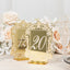 Gold Mirror Arch Acrylic Table Numbers (11-20) - 5"x7" Wedding Reception Signs with Baroque Lace Border, White Print & Stands
