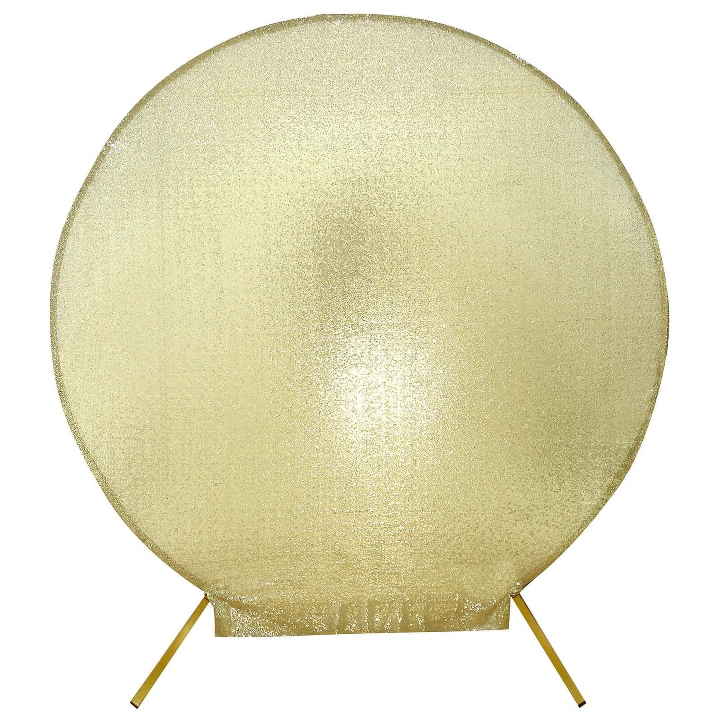 7.5ft Champagne Sparkle Sequin Round Wedding Arch Cover, Shiny Shimmer Photo Backdrop Stand Cover, 2-Sided Custom Fit